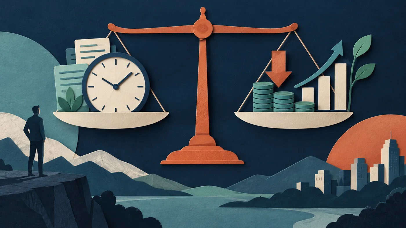 An AI knowledge-management ROI ledger comparing baseline time, quality, operating cost, and realized outcomes.